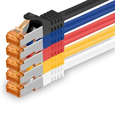 Image of 1aTTack.de Cat.7 Ethernet cable 1m 5 Colors Set 03 Cat7 Lan Network 10GBASE T 10000 Mbps SFTP PIMF patchcable RJ45 plug