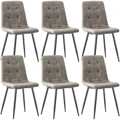 Image of LONGTOO Dining Chairs Set of 6, Technical Cloth Kitchen Chairs, Upholstered Chair with Metal Base for Room, Living Kitchen, Bedroom and Reception Room