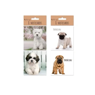 Image of The Home Fusion Company 8 Small Note Dog Notecards Thank you/Blank Sent At Random
