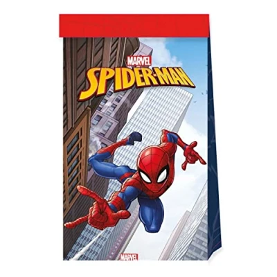 Image of Procos 93869 Small Bags FSC Spider Man Pack of 4, Multicoloured, 4 stück (1er Pack)