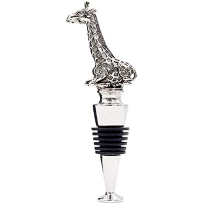 Image of LYWUU Wine Bottle Stopper Champagne Cava Prosecco Sparkling Beverage Cork Funny Gifts Set (Giraffe)