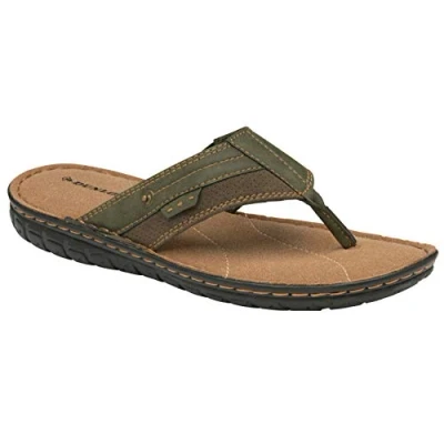 Image of DUNLOP Mens Sandals Memory Foam Touch Fastening Open Toe Flip Flop Mules Summer Shoes (7 UK, Marcus Brown Green, numeric_7)