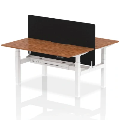 Image of Air B2B 1600x800 Adjustable 2P Bench Desk Scallop Walnut/White +Screen