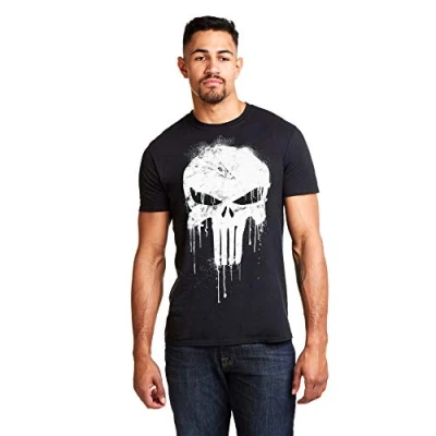 Image of Marvel Men&#039;s Avengers Punisher Skull T Shirt, Black (Black Blk), S UK