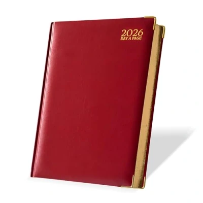 Image of G4GADGET 2026 A4 Diary Day a Page Red Daily Planner with UK Holidays &amp; Global Info Hardback Academic for Teachers, Students Office Use Full Organizer Notes Contacts