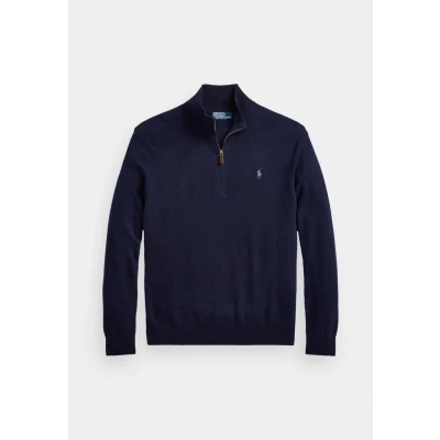 Image of Polo Ralph Lauren WOOL Quarter ZIP Sweater Jumper, Men&#039;s, Size: XXL, Hunter navy