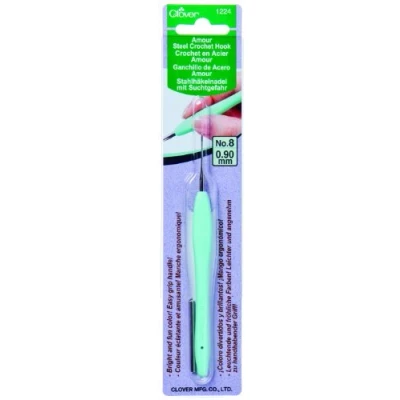 Image of Clover Amour Crochet Hook: 0.90mm, Rubber, Blue, 0.9mm