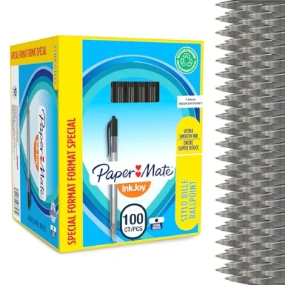 Image of Paper Mate InkJoy 100RT Retractable Ballpoint Pens Medium Point (1.0mm) Black 100 Count