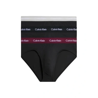Image of Calvin Klein Men Hip Briefs Stretch Cotton Pack of 3, Black (B Black, Tawny Port, Porpoise Wbs), XS