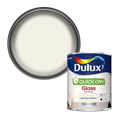 Image of Dulux Quick Dry Gloss Paint For Wood And Metal Jasmine White 750 ml