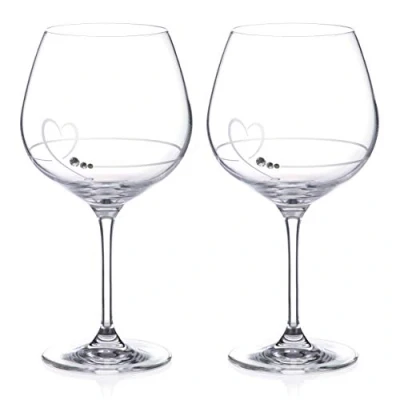 Image of A Pair of Petit Valentine Heart Gin copa Glasses with Swarovski Crystals