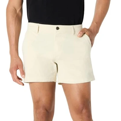 Image of Amazon Essentials Men&#039;s Slim Fit 5&quot; Flat Front Comfort Stretch Chino Short (Previously Goodthreads), Off White, 34W