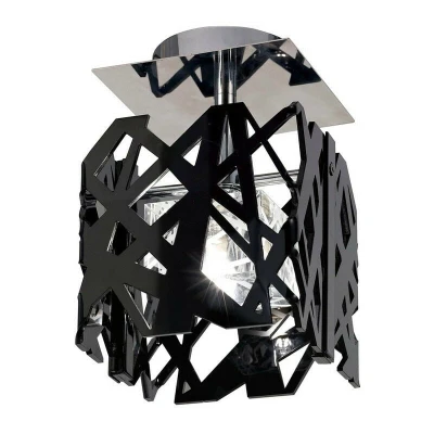 Image of Tokio Square Ceiling 1 Light G9, Gloss Black/Polished Chrome