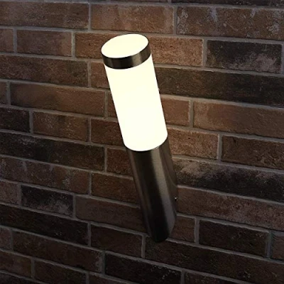Image of CGC Lighting Stainless Steel Silver Outdoor Outside Wall Light Indoor Garden Patio Porch Door Conservatory Decking Shed (Angled)