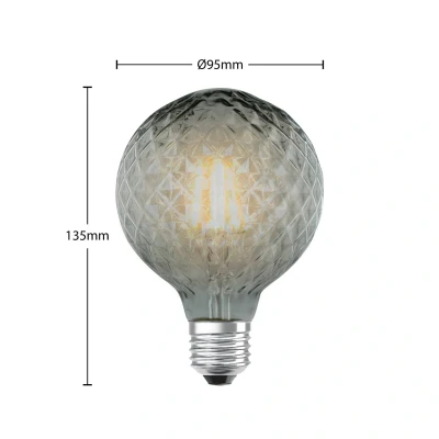Image of Lucande LED bulb E27 G95 4W 1,800K dimmable smoke