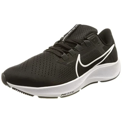 Image of NIKE Men&#039;s Air Zoom Pegasus 38 Running Shoe, Black White Anthracite Volt, 10.5 UK
