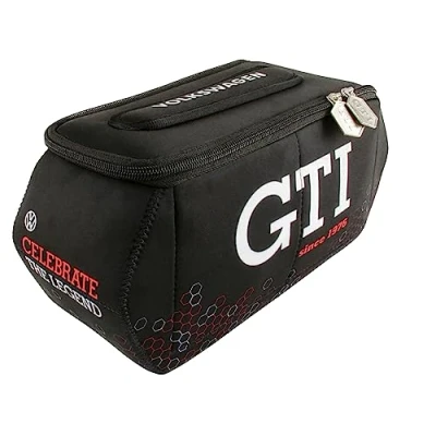 Image of BRISA VW Collection Volkswagen Neoprene Universal Makeup Cosmetics Toiletry Travel Pharmacy Bag in GTI Design (Hexagon/Black/Small)
