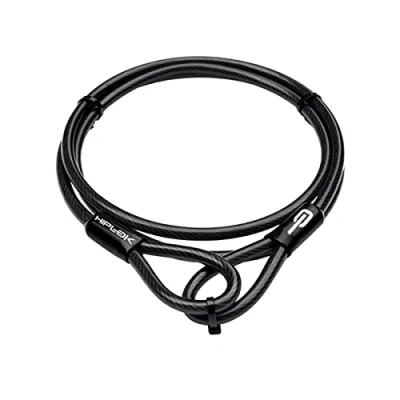 Image of Hiplok 2MC Auxilary Cable for Bike Lock. 10mm Steel Braid Cable. Looped Ends to Use with D Lock &amp; Padlocks. Protects Wheels Accessories