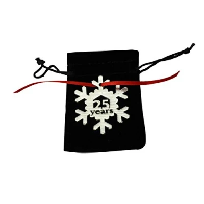 Image of 25 Years Cut Out Metal Snowflake Christmas Tree Hanging Decoration 25th Wedding Anniversary