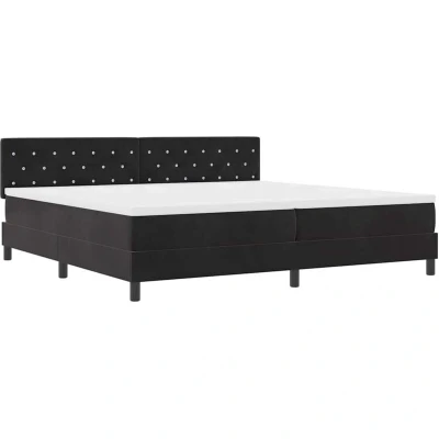 Image of vidaXL Box Spring Bed with Mattress Black 200x200 cm Velvet