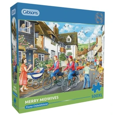 Image of Merry Midwives Extra Large 500XL Piece Jigsaw Puzzle Village Nostalgia for Adults Premium 100% Recycled Board Great Gift Gibsons Games B C