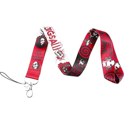 Image of Saw Jigsaw Billy the Puppet Mask Classic Horror Film Movie 17.7&quot; Neck Lanyard Keychain Holder ID Badge Mobile Phone Pin Strap by Pinstant, Red