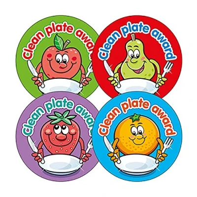 Image of 400 Clean Plate Award Lunchtime Healthy Eating Childrens Pupils School Teachers Reward Stickers 32mm Brainwaves Primary Teaching Services