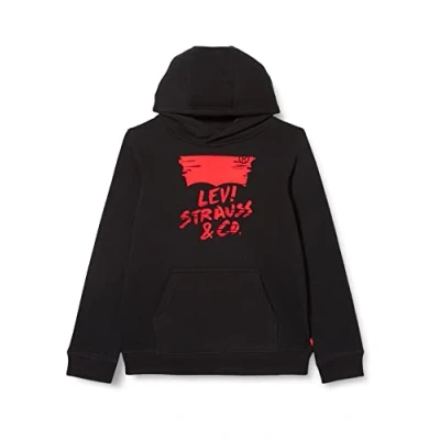 Image of Levi&#039;s Kids Boy&#039;s Sketched Logo Pullover Hoodie EG571 Hooded Sweatshirt, Black, 8 Years