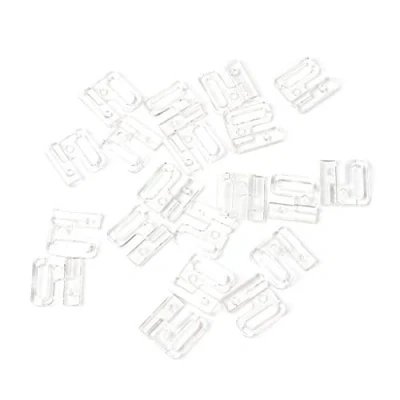 Image of PHILSP Bralette Buckle 10 x Craft Plastic Rectangle Tap Hooks &amp; Clasp Sewing On Swimsuit Bra BIKINI Transparent 20mm