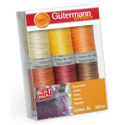 Image of Gütermann Cotton No.30 (300m) Sewing Thread Set 3 6 Pieces