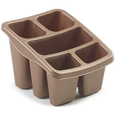 Image of Whitefurze Cutlery Drainer Spoons Forks Knives Utensils Sponges Brushes Draining Board Kitchen Organiser, Rose Gold