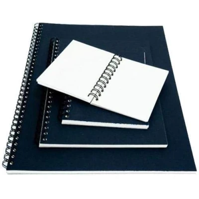 Image of SEAWHITE Black Euro Spiral Sketchbook, 160gsm, A5 (149x201mm), 50 Sheets