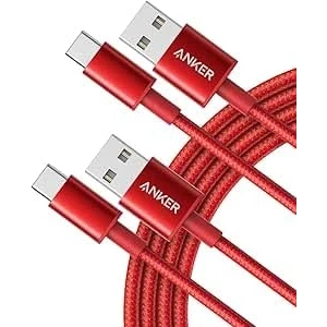 Image of Anker USB C Charger Cable, 2 Pack 10 ft (3 m) to A Braided Phone Cable for iPhone 15 (Standard Charging), Samsung S22/S21, Huawei, Pixel, iPad, Switch, and More