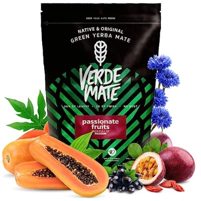 Image of Verde Mate Green Passionate Fruits 0,5kg Fruity Yerba Rich, Exotic Composition of The Power Refreshment Natural Stimulation Brazilian 500 g