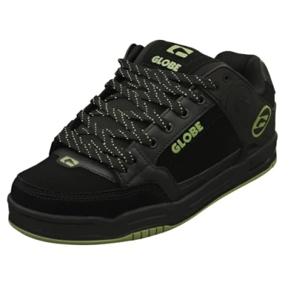Image of Globe TILT Skate shoes, Men&#039;s, Size: 12, Black/olive leather and imitation