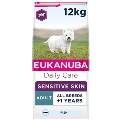 Image of Eukanuba Sensitive Skin Hypoallergenic Complete Dry Dog Food for Adult Dogs with Fish 12 kg