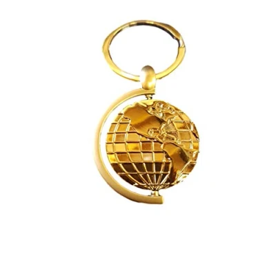 Image of Fat catz copy Silver Colour Metal Spinning World Globe Map Enamel Keyring