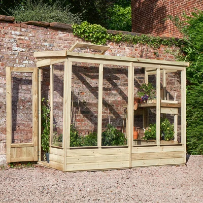 Image of 4&#039; x 8&#039; Forest Wallscape Lean To Greenhouse with Open Back (1.28m 2.52m)