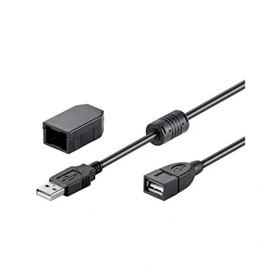 Image of Goobay 93284 USB 2.0 Hi Speed Extension Cable With Securing Clip, Black, 2m Length