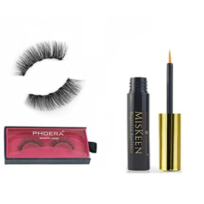 Image of AQUAPURITY PHOERA MAGNETIC LASHES + LIQUID EYELINER 100% HARM FREE STRONG HOLD WIND RESISTANT (FLOSSY LASHES+ LINER)