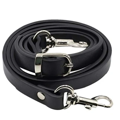 Image of Easnea Replacement Shoulder Strap PU Leather Bag with Swivel Hooks Clasp for DIY Purse Handbag Making Craft Black Silver Buckle