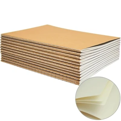 Image of YBCPACK 12 Pack A5 Blank Notebooks Kraft Brown Cover Journal Notebook for Students, Travelers, Office Memo Diary Subject 60 Lined Pages/30 Sheets