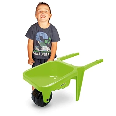 Image of Wader gigant 74804 Giant Green Wheelbarrow, Maximum Load 100 kg, Approx. 77 x 34 32 cm, from 12 Months, Ideal for Garden, Sandpit, Beach or as a Gift Creative Play, 77cm
