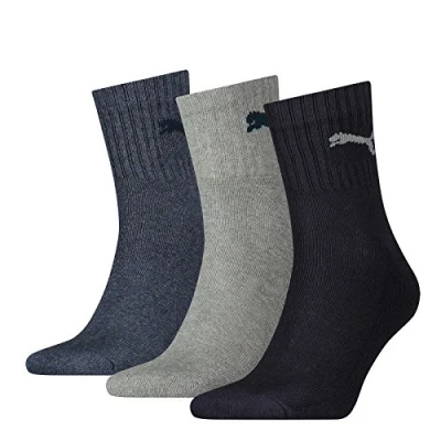 Image of PUMA Men Short Crew 3P Socks, Blue (Navy/Grey/Nightshadow blue), 9 11 UK