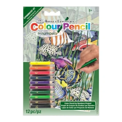 Image of Royal and Langnickel Mini Colour Pencil by Number Kit 5 inch x 7 Tropical Fish