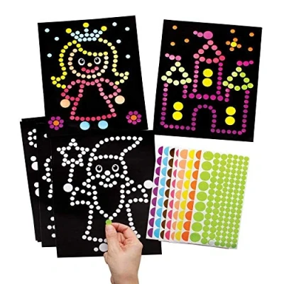 Image of Baker Ross FE519 Fairy Tale Dotty Art Pack of 8, No Mess Crafts for Kids to Decorate and Display Arts Activities