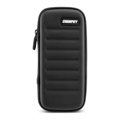 Image of Champify® Black Dart case with Holder System to Prevent The Darts from Slipping Hard for Protection 3 Steel or Soft &amp; Many Pockets Flights Other Accessories