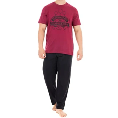 Image of Harry Potter Mens Quidditch Pyjamas Black Size Small