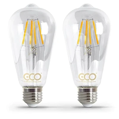 Image of ECO Vintage LED Edison Light Bulb, ST64 Pear Shape, E27 Screw, Clear Glass, 40W Equivalent, 4W LED, 470 Lumens, Warm White 2700K, 25000hrs Lifetime, Non dimmable Version.