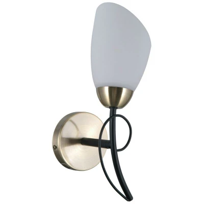 Image of Italux Lighting Stylized Wall Lamp Black, Antique Bronze 1 Light with White Shade, E27